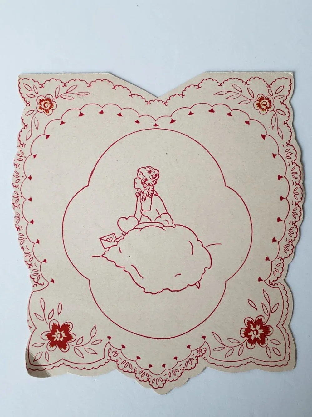 1940's COURTING COUPLE Victorian Paper Top Fold Valentine's Day Love Card